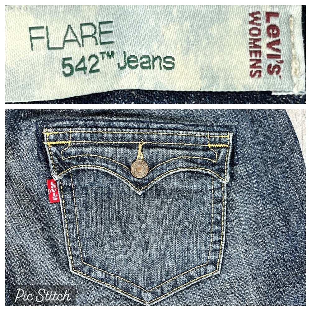 Levi's 542 Flare bootcut Jeans Women 16W Medium(34X32) mid rise Medium‎ Wash